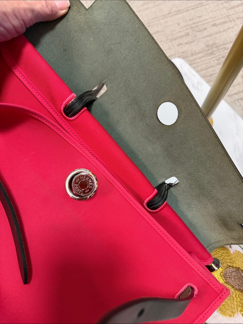 Hermes Herbag 39 in Rose Extreme Canvas with Pouchette - Picture 12 of 12
